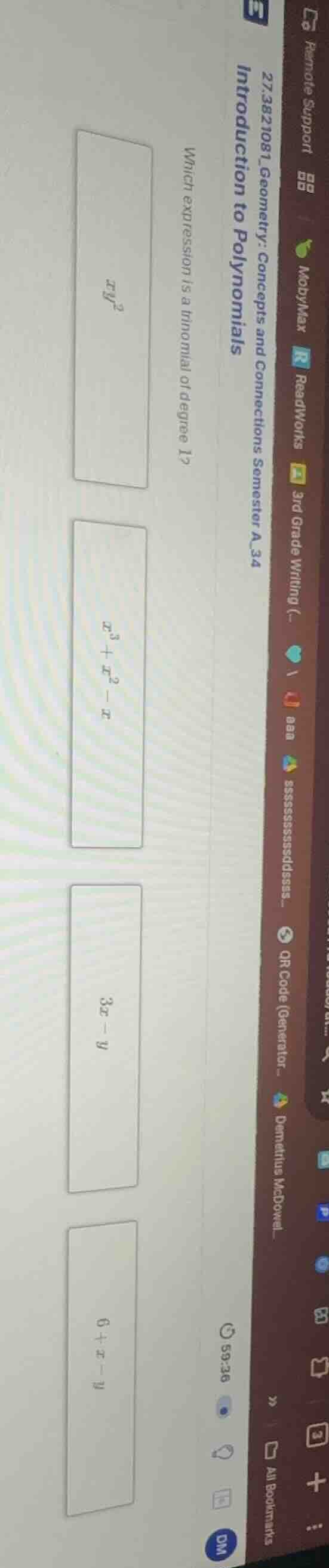 introduction to polynomials which expression is a trinomial of degree 1…