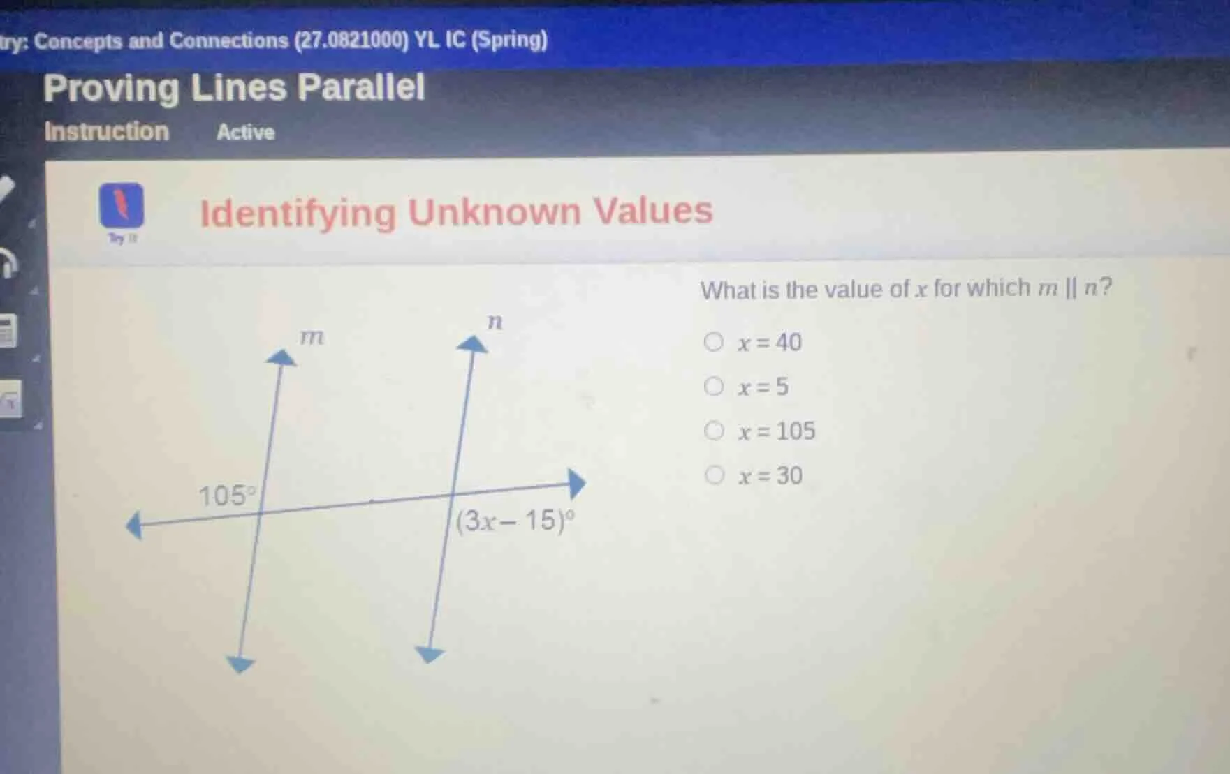 try: concepts and connections (27.0821000) yl ic (spring) proving lines…