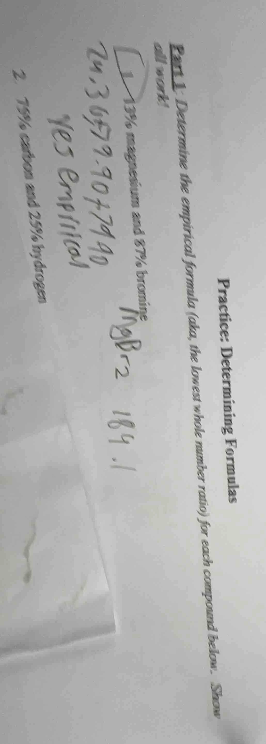 practice: determining formulas part 1: determine the empirical formula,…