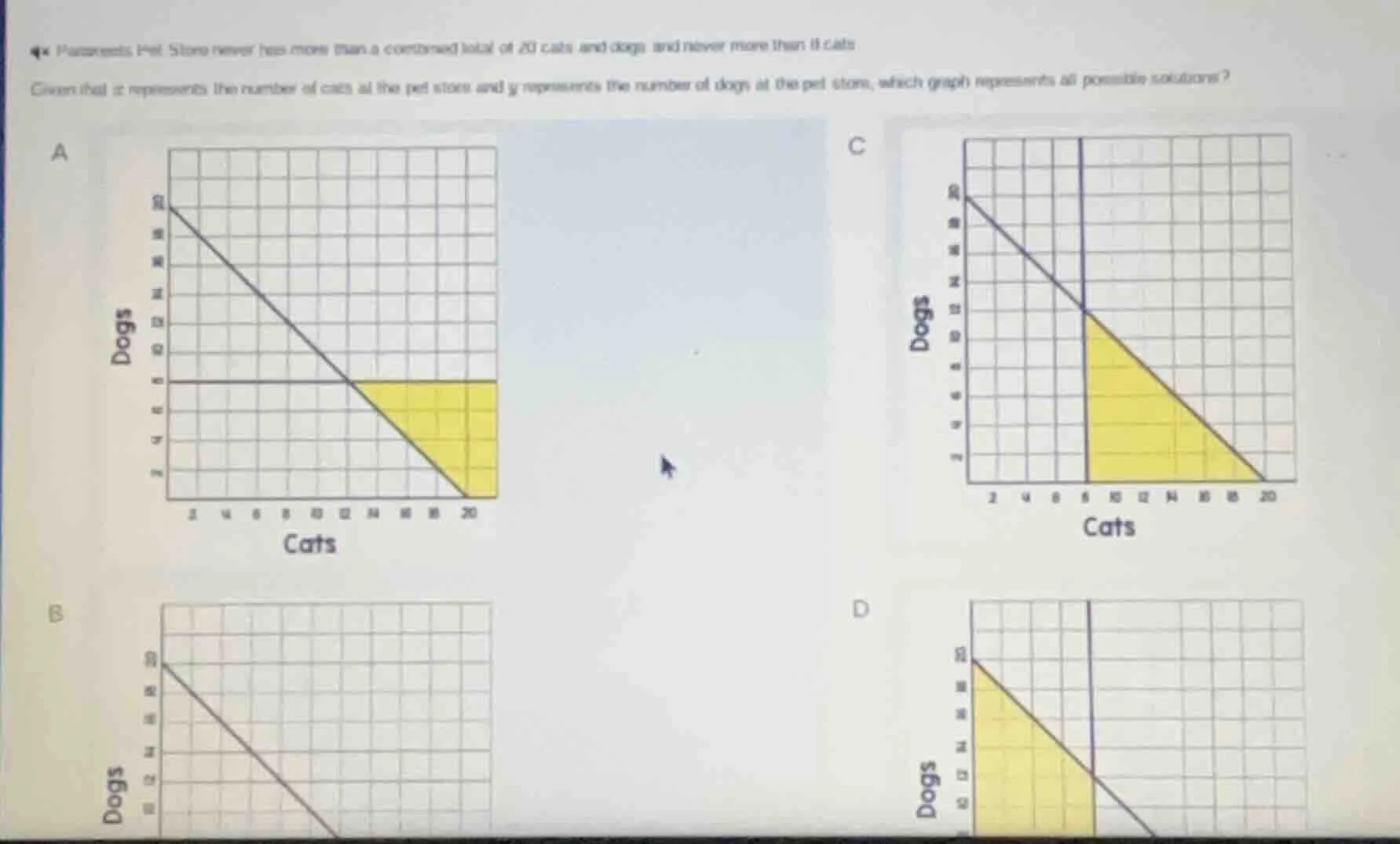 pawsome pet store never has more than a combined total of 20 cats and d…