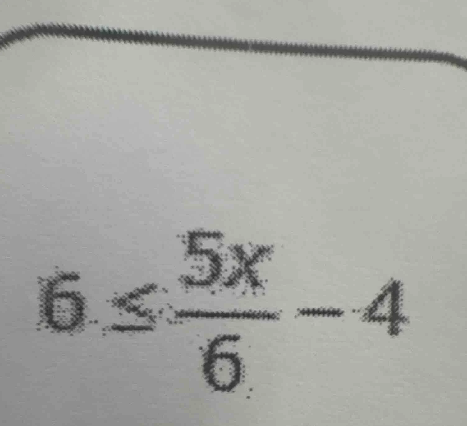 $6leq \frac{5x}{6}-4$