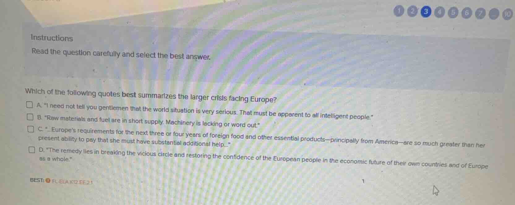 instructions read the question carefully and select the best answer. wh…