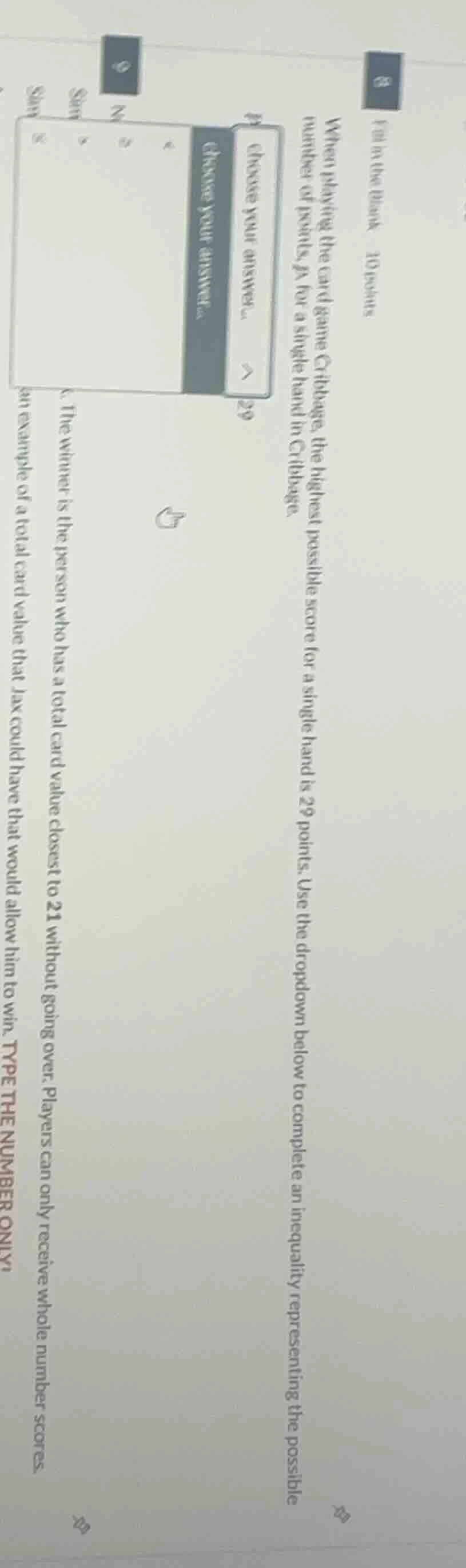 8 fill in the blank 10 points when playing the card game cribbage, the …