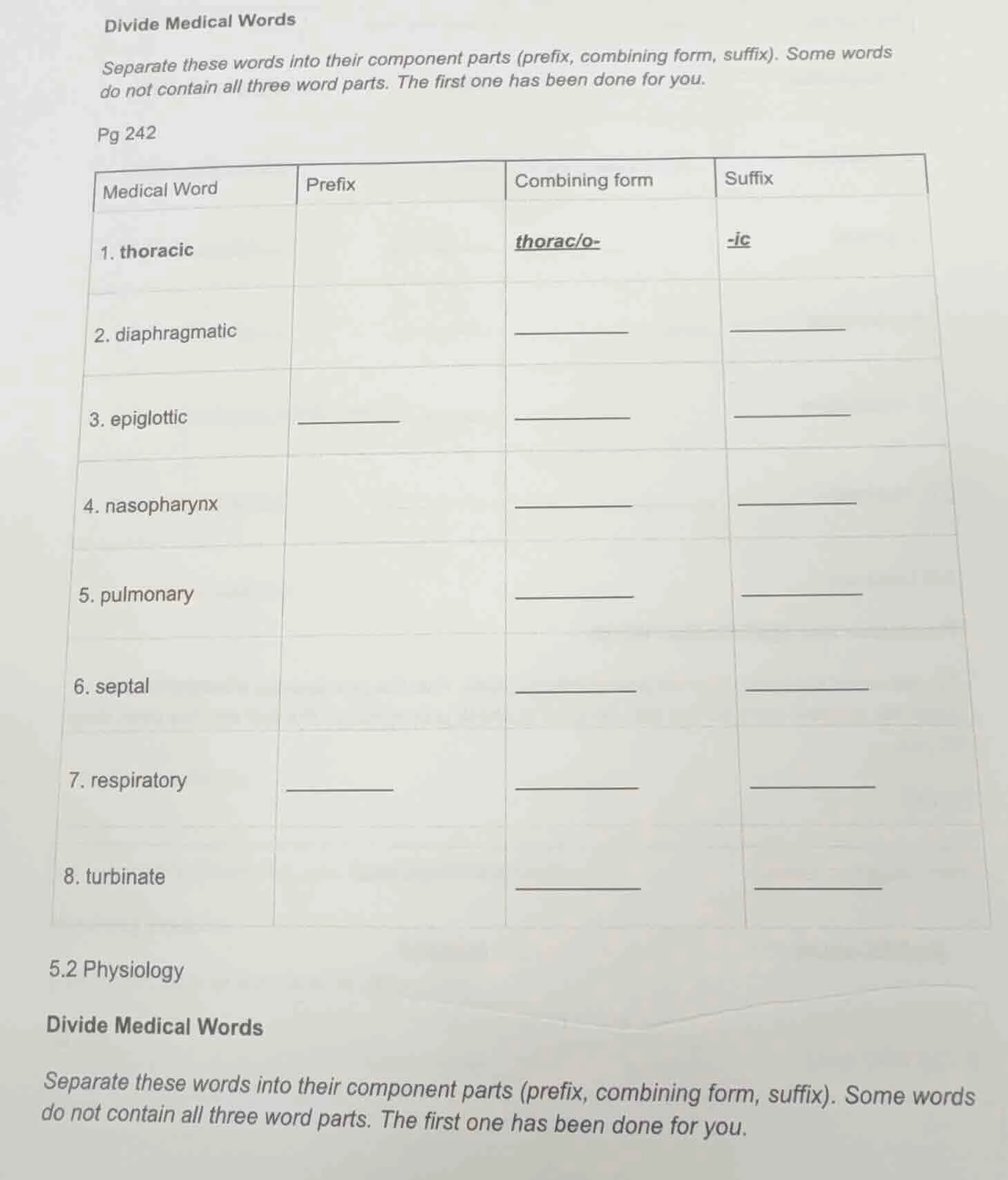 divide medical words separate these words into their component parts (p…
