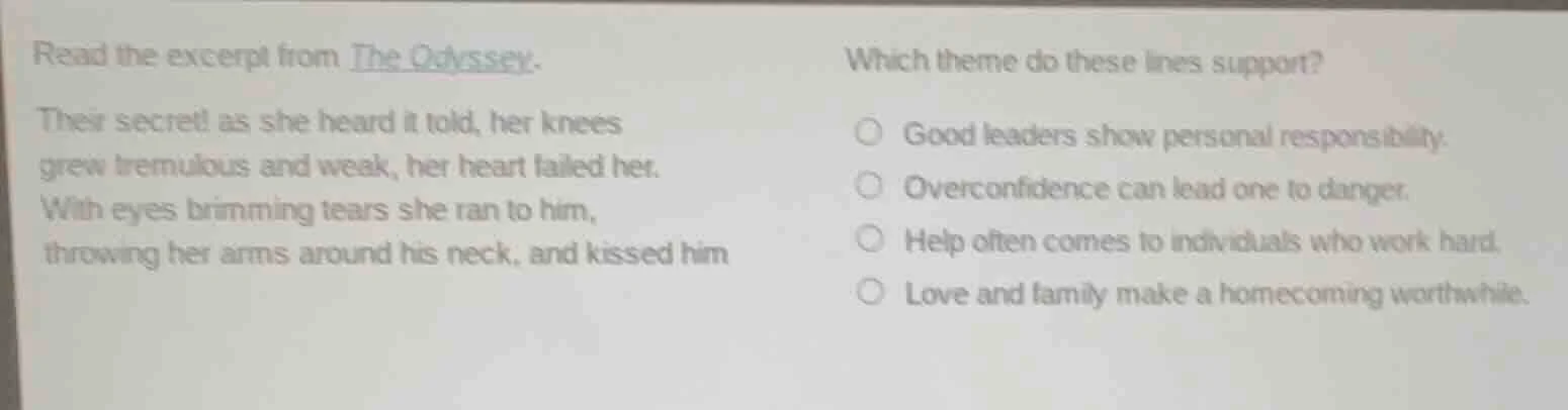 read the excerpt from the odyssey. their secret! as she heard it told, …