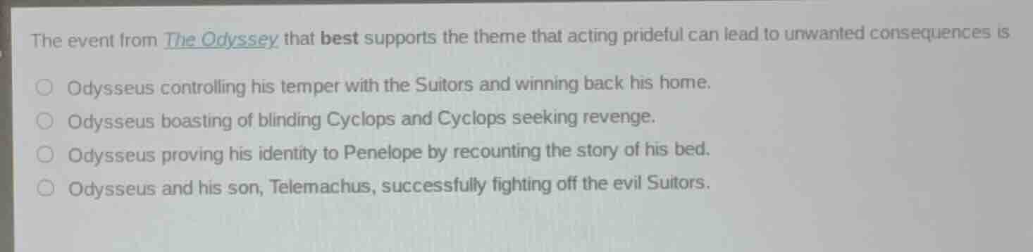 the event from the odyssey that best supports the theme that acting pri…