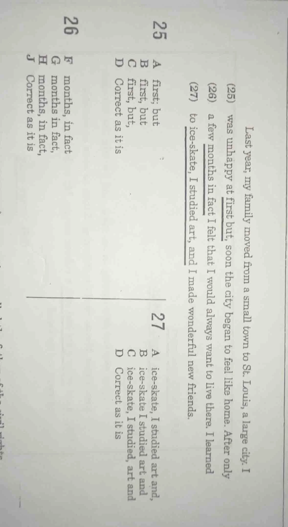 last year, my family moved from a small town to st. louis, a large city…