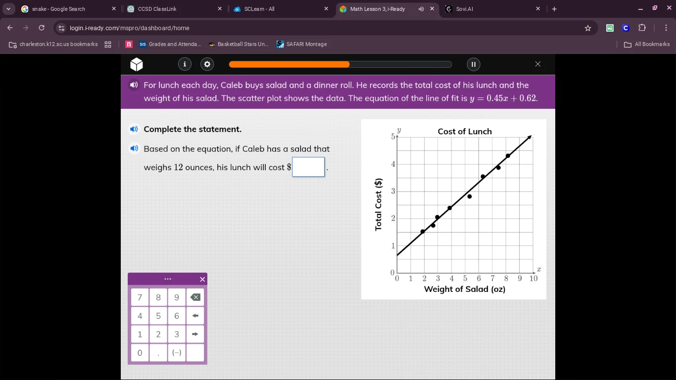for lunch each day, caleb buys salad and a dinner roll. he records the …