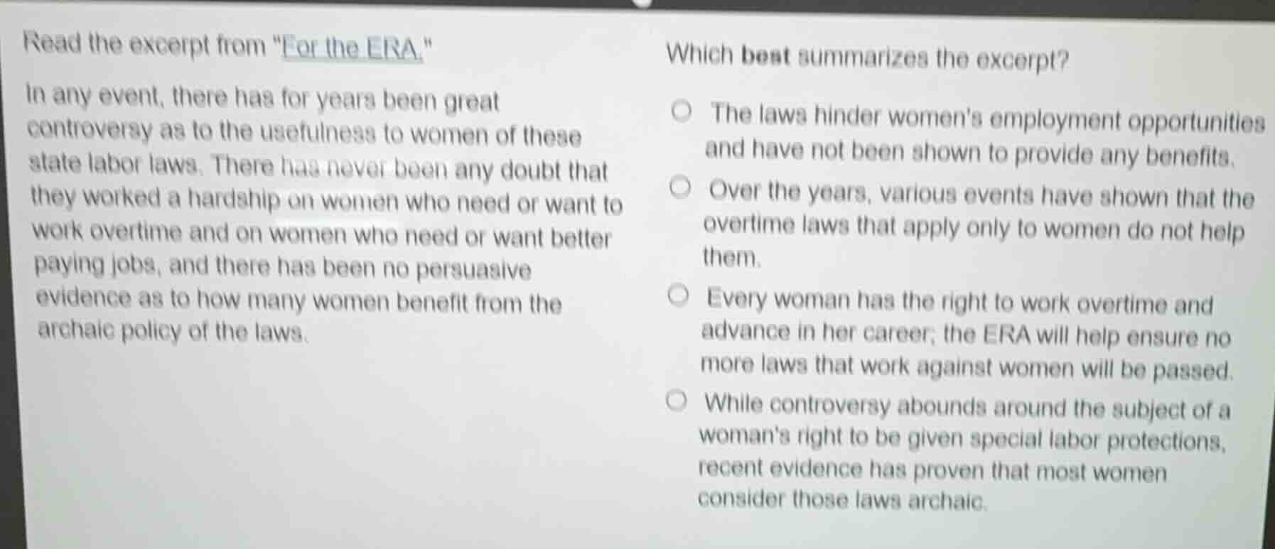 read the excerpt from \for the era.\ in any event, there has for years …