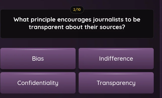2/10 what principle encourages journalists to be transparent about thei…