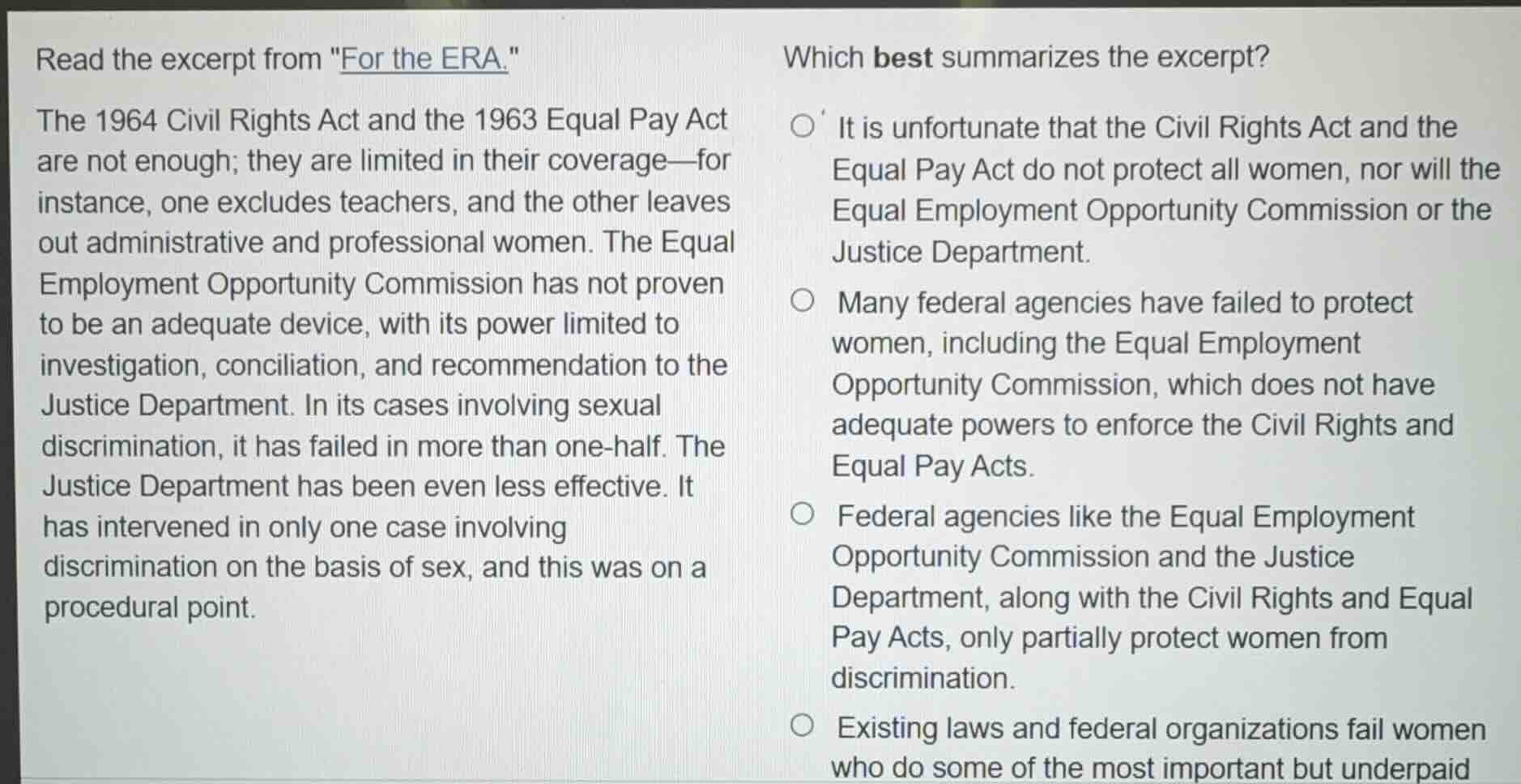 read the excerpt from \for the era.\the 1964 civil rights act and the 1…