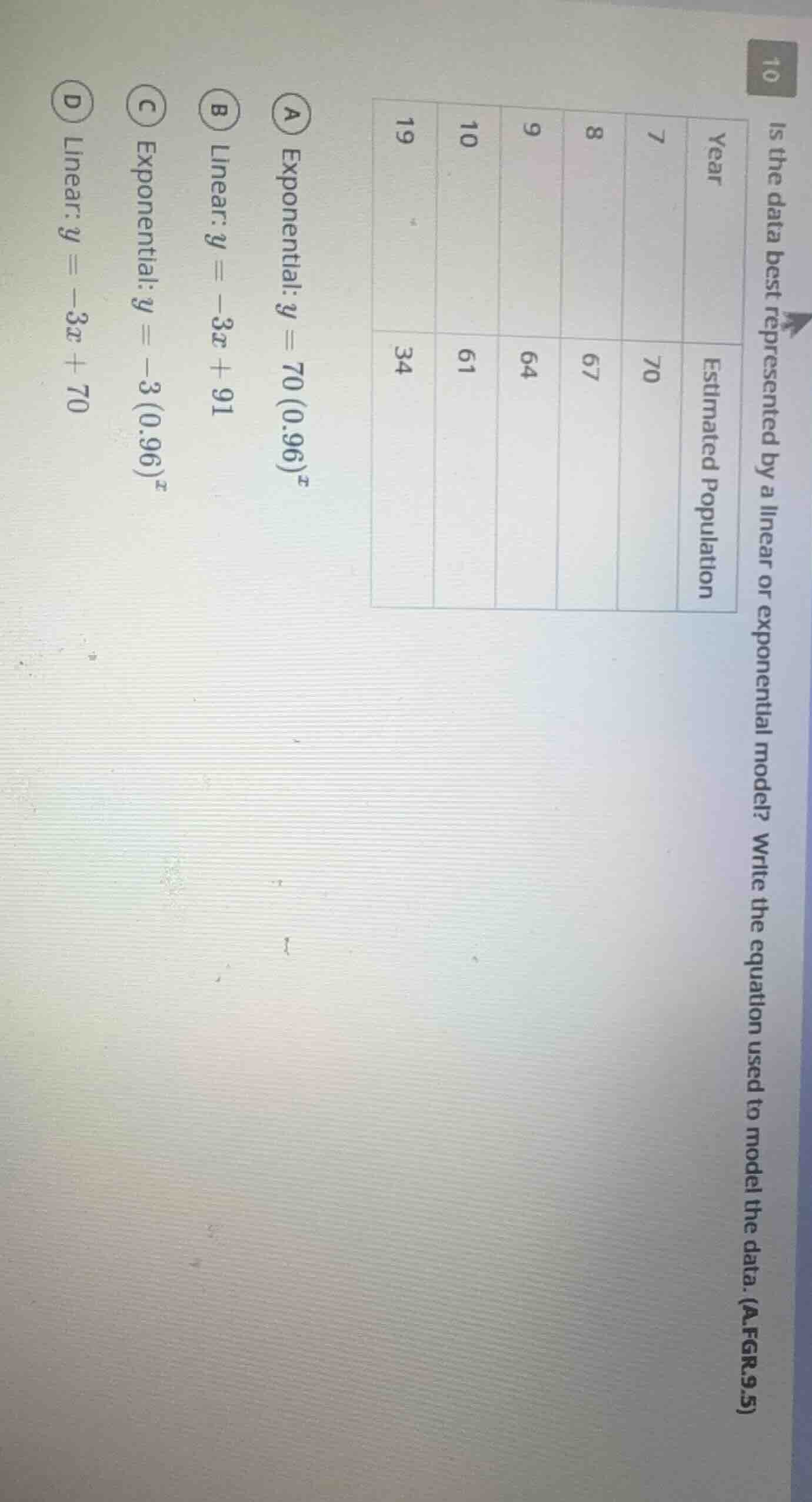 10 is the data best represented by a linear or exponential model? write…