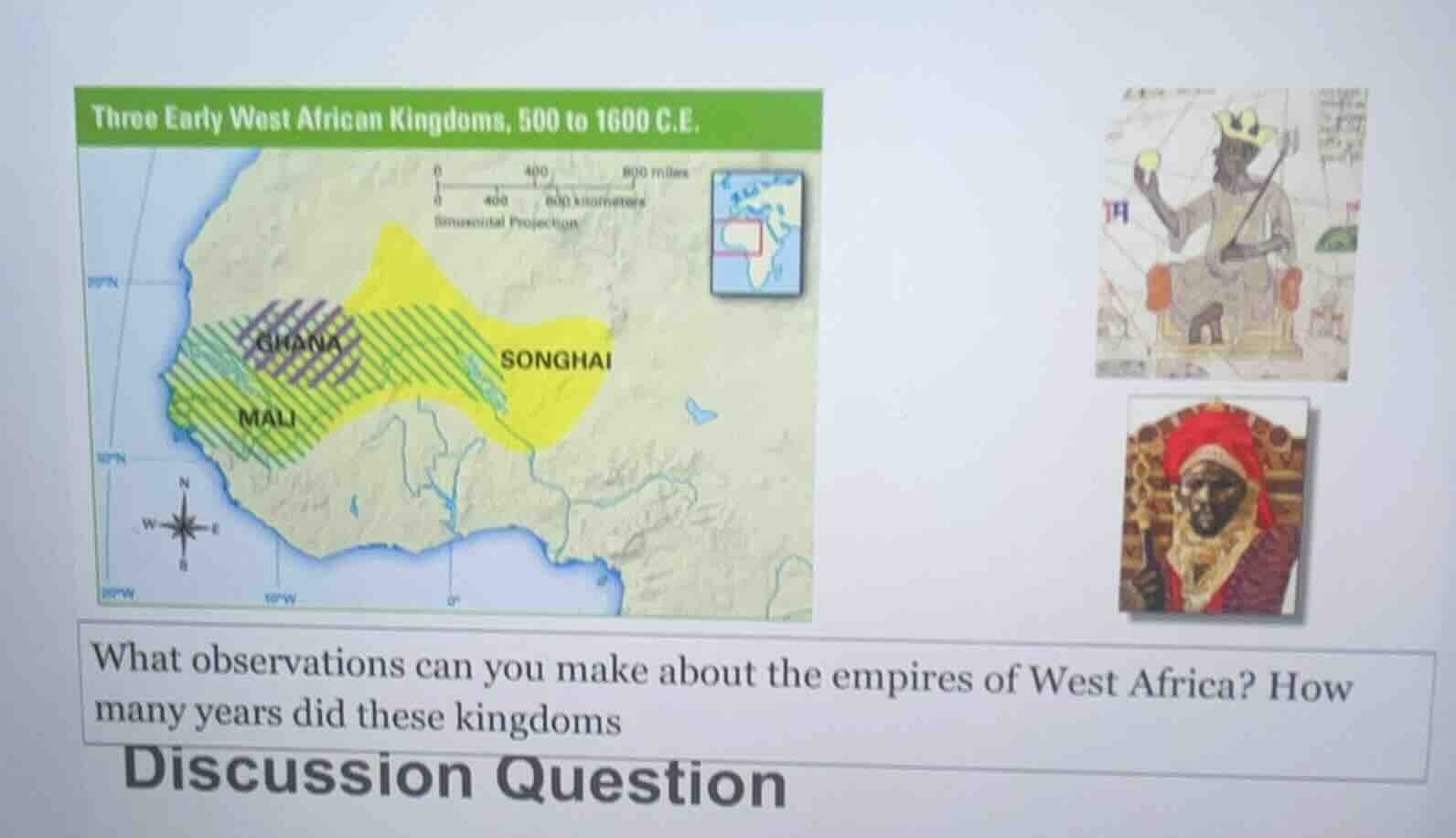 three early west african kingdoms, 500 to 1600 c.e.what observations ca…