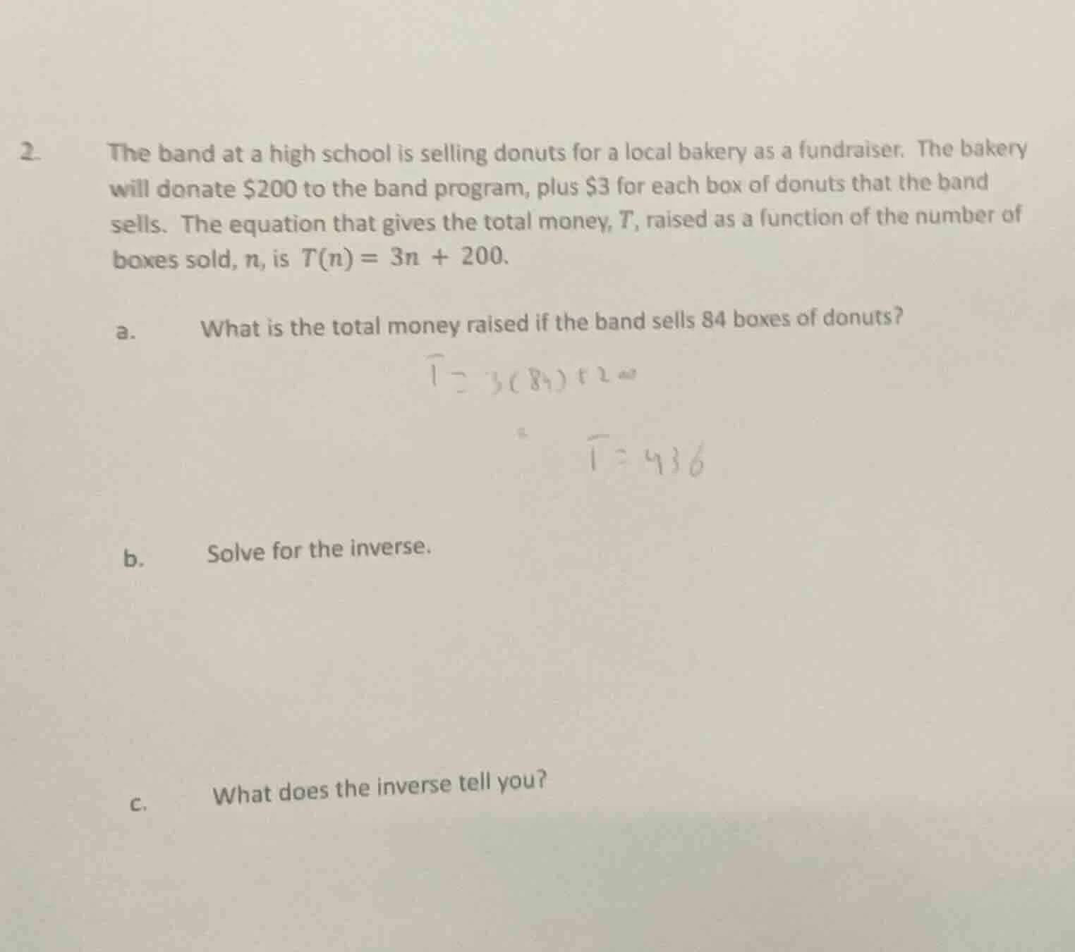 2. the band at a high school is selling donuts for a local bakery as a …