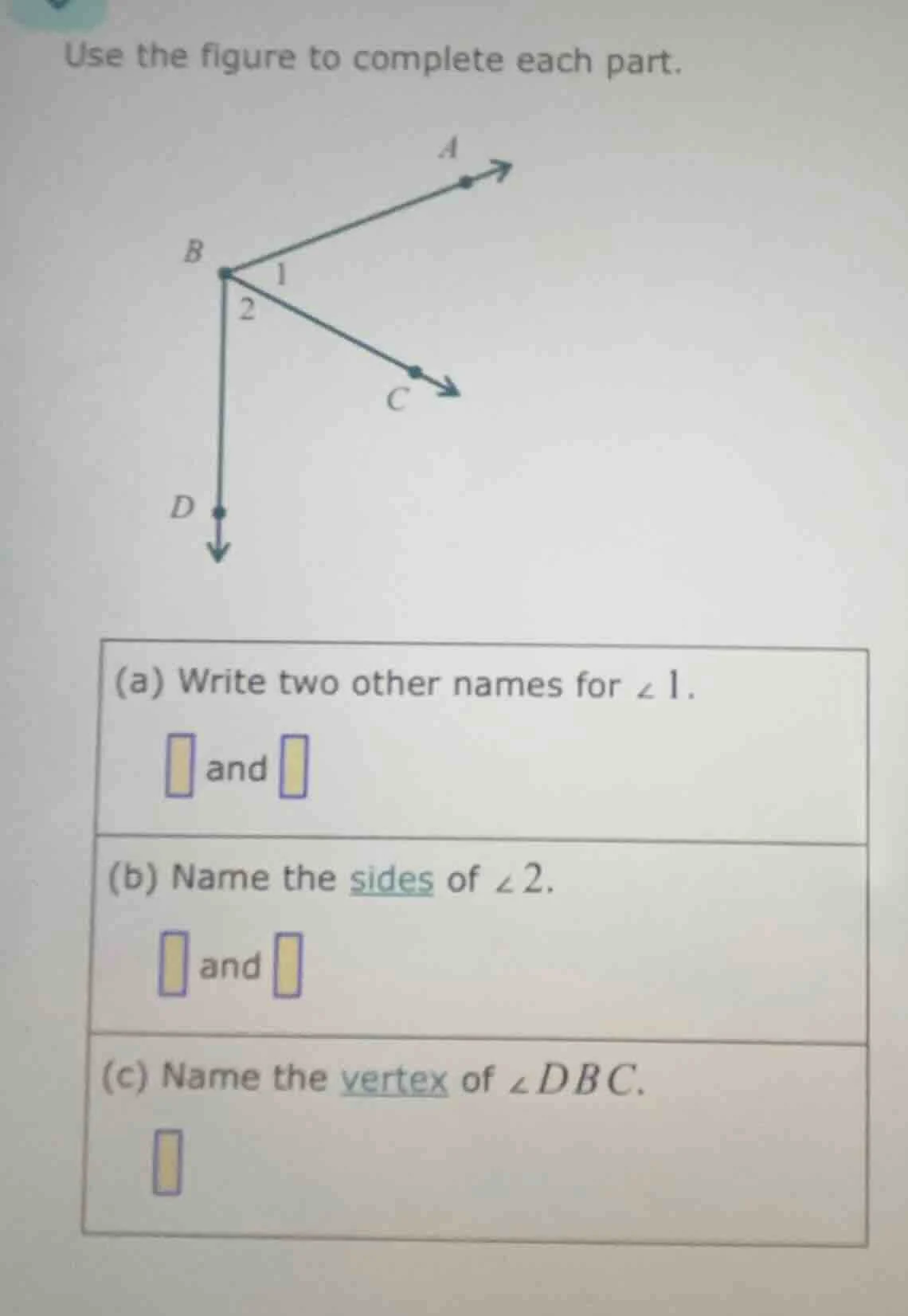 use the figure to complete each part. (a) write two other names for $an…