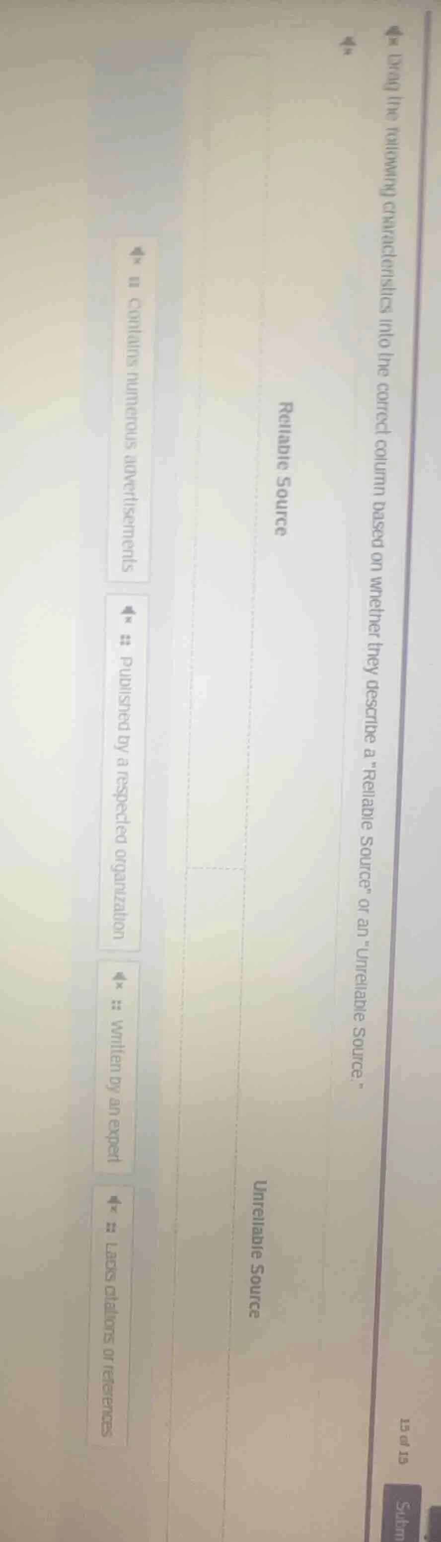 drag the following characteristics into the correct column based on whe…