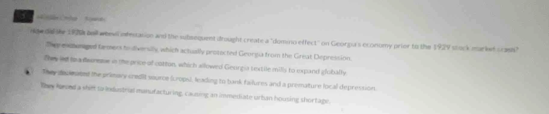 how did the 1920s boll weevil infestation and the subsequent drought cr…