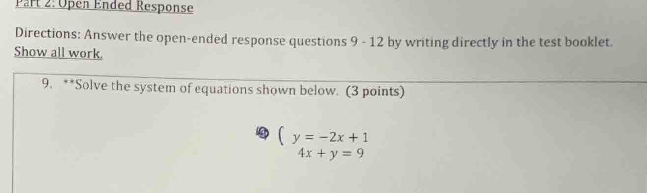 part 2: open ended response directions: answer the open-ended response …