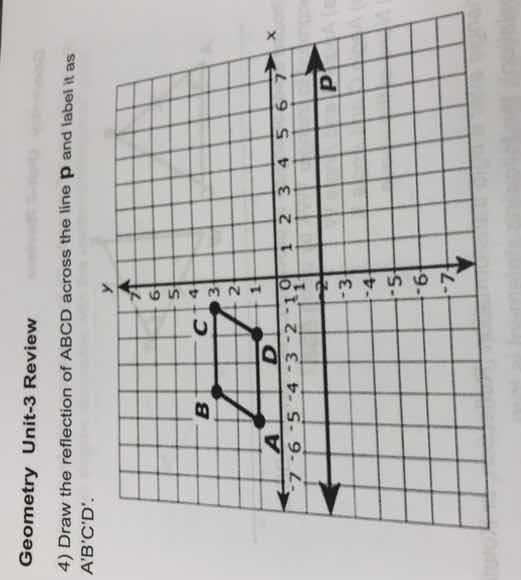 geometry unit-3 review 4) draw the reflection of abcd across the line p…