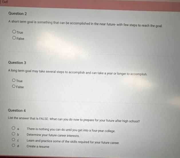 question 2 a short term goal is something that can be accomplished in t…