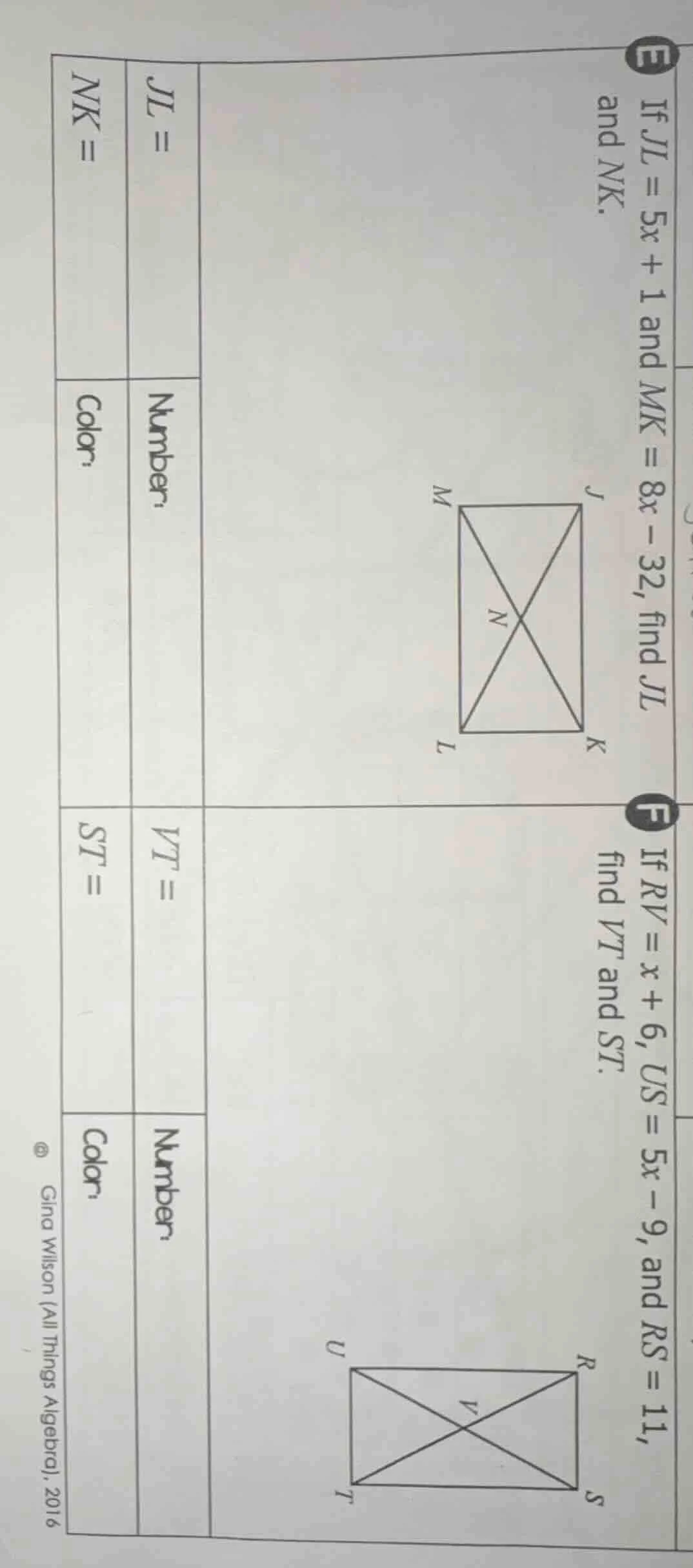 e if $jl = 5x + 1$ and $mk = 8x - 32$, find $jl$ and $nk$. $jl =$ $nk =…