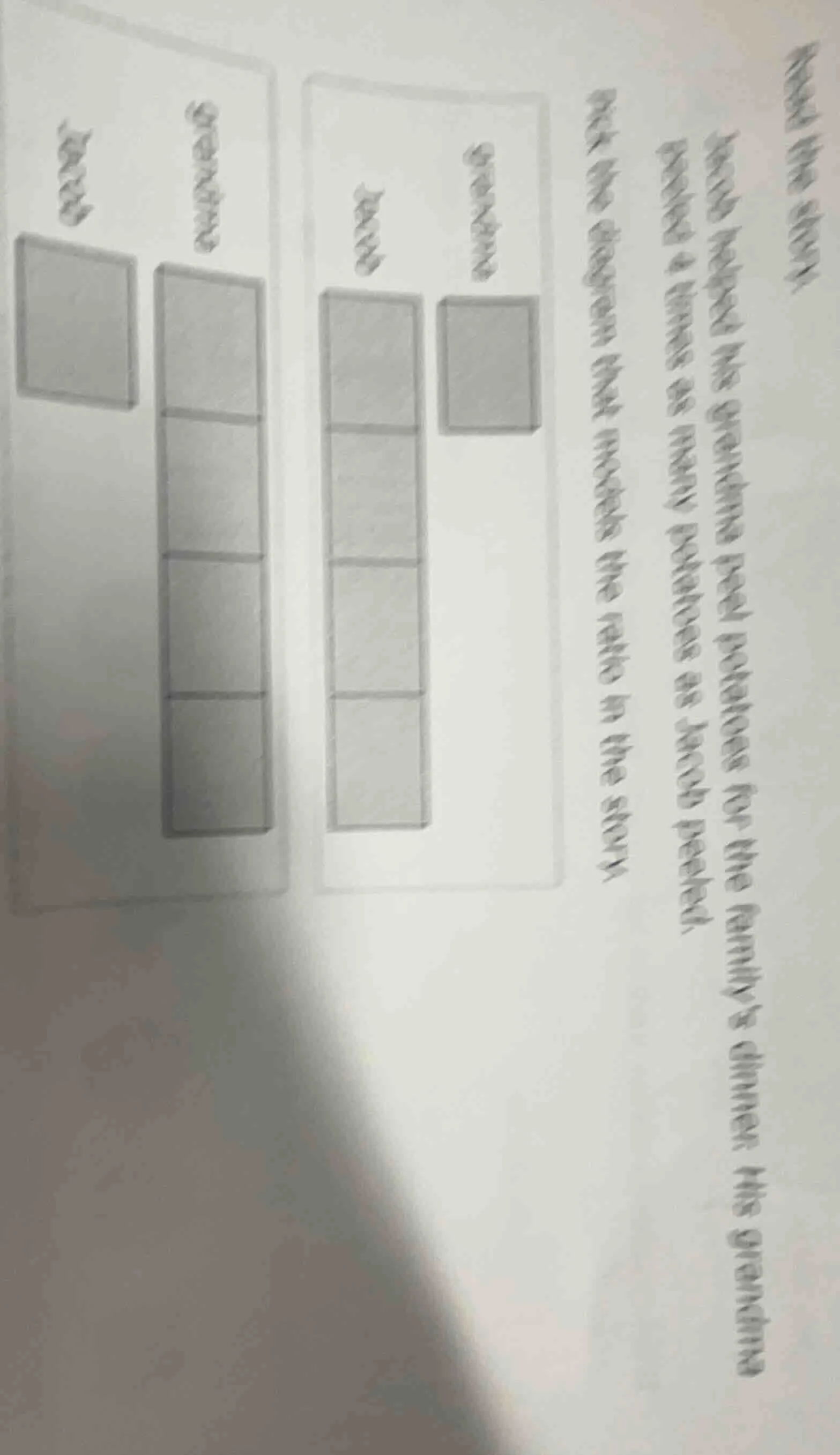 read the story:jacob helped his grandma peel potatoes for the familys d…