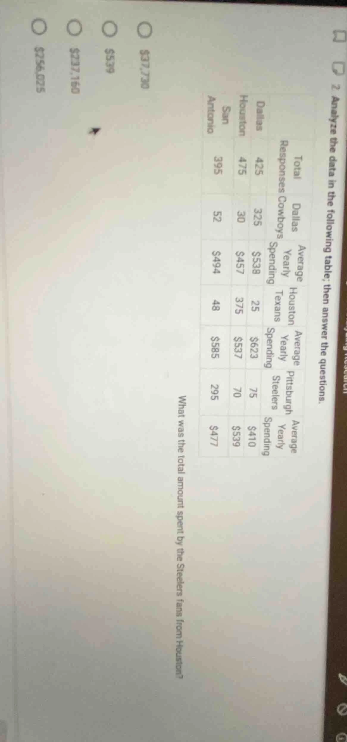 2. analyze the data in the following table; then answer the questions.|…
