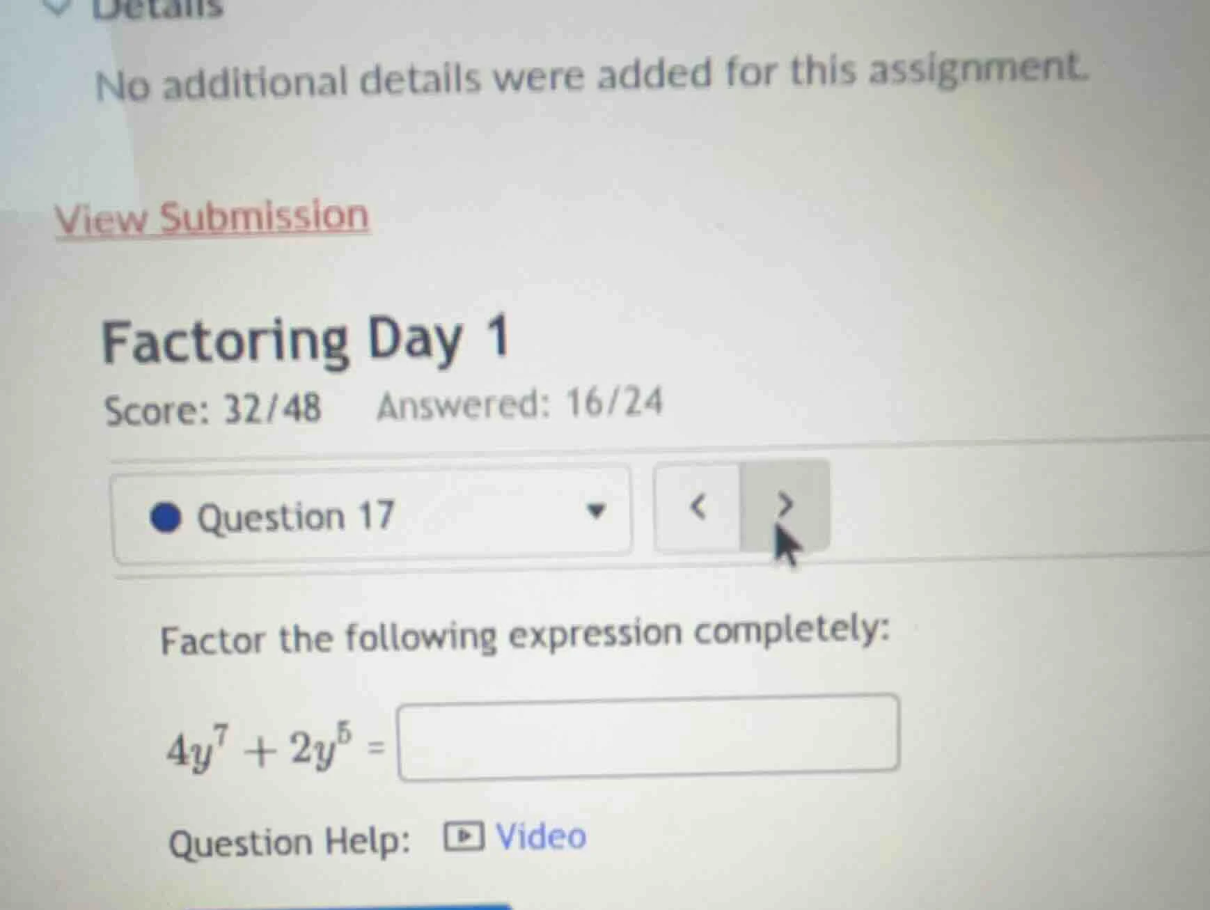 no additional details were added for this assignment. view submission f…