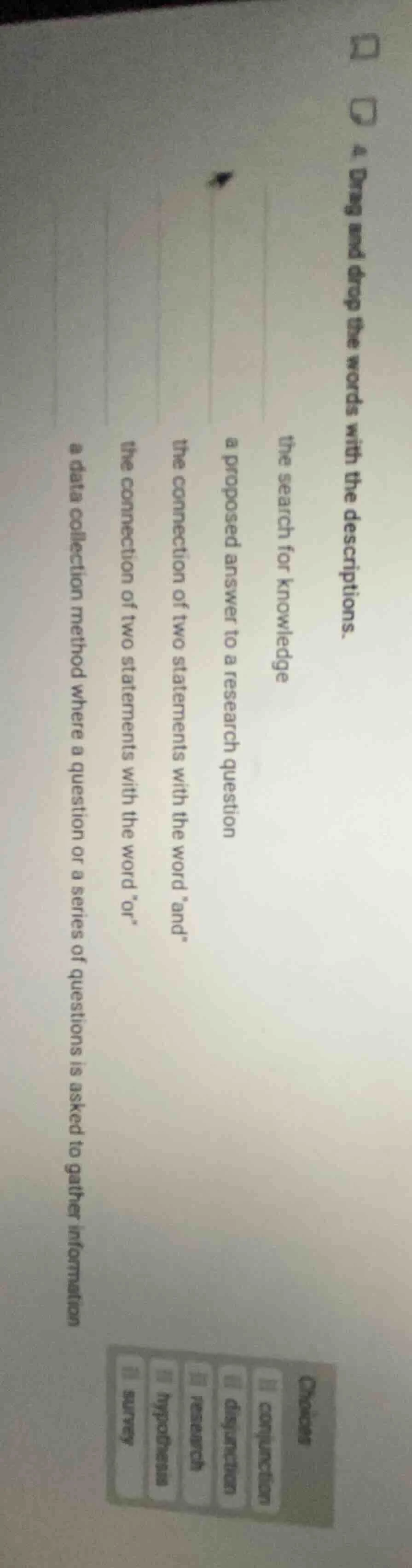 4. drag and drop the words with the descriptions. the search for knowle…