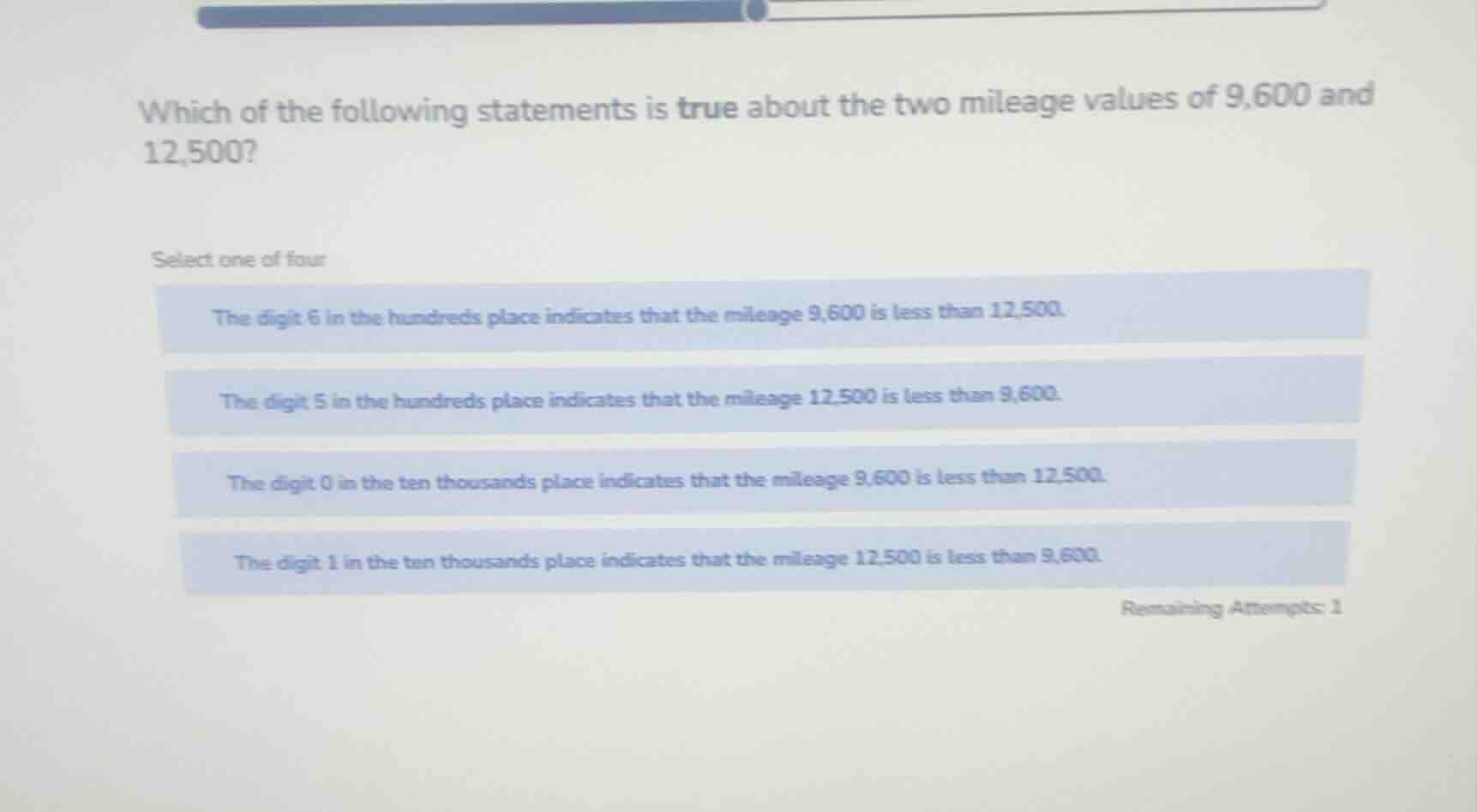which of the following statements is true about the two mileage values …