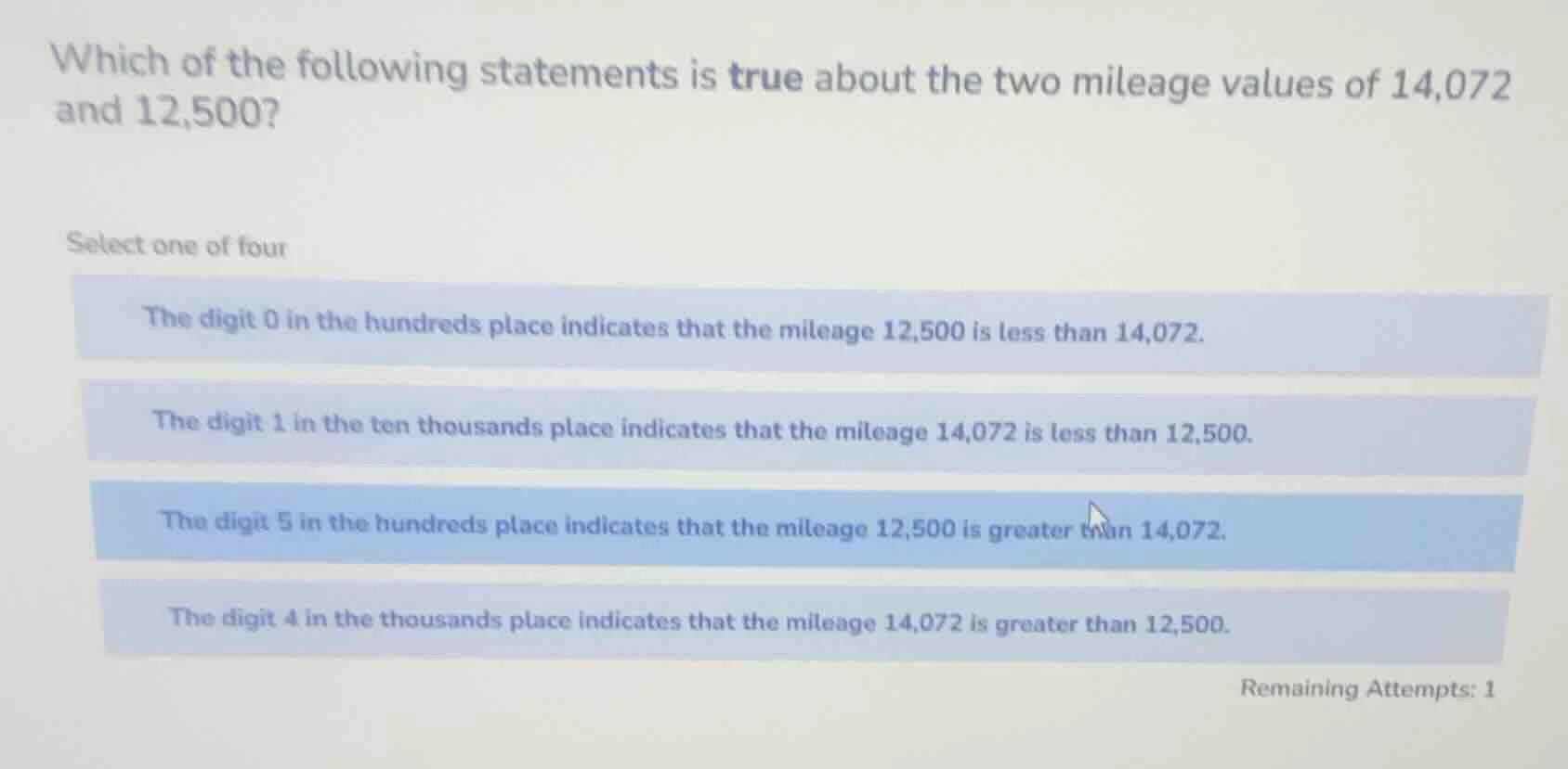 which of the following statements is true about the two mileage values …