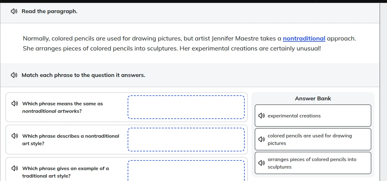 read the paragraph. normally, colored pencils are used for drawing pict…