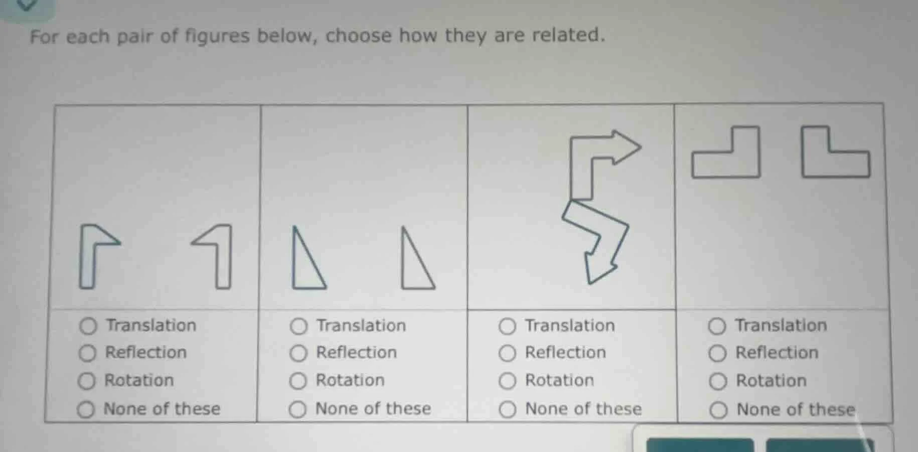 for each pair of figures below, choose how they are related. 1. figure …