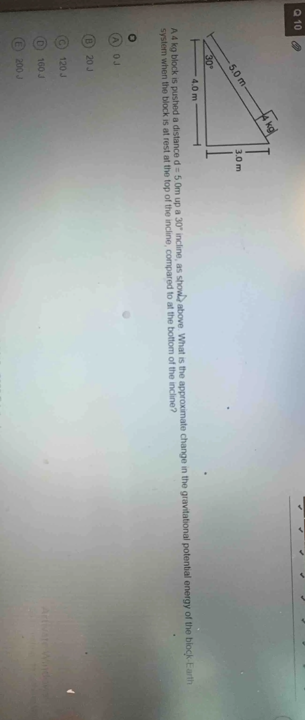 q 10 a 4 kg block is pushed a distance d = 5.0 m up a 30° incline, as s…