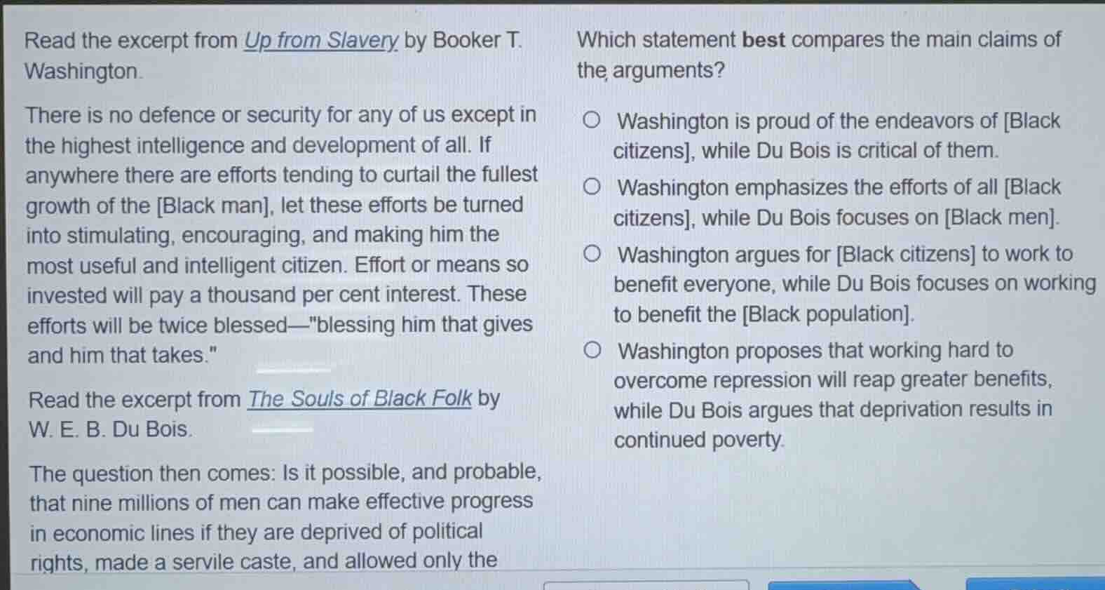 read the excerpt from up from slavery by booker t. washington. there is…