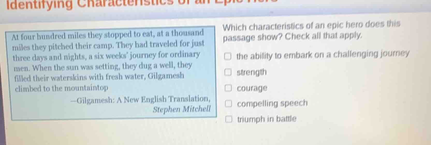 identifying characteristics of an epic hero at four hundred miles they …