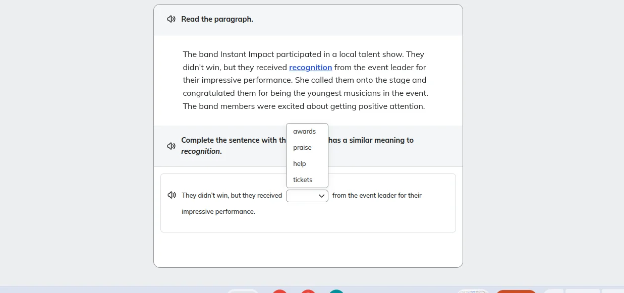 read the paragraph. the band instant impact participated in a local tal…