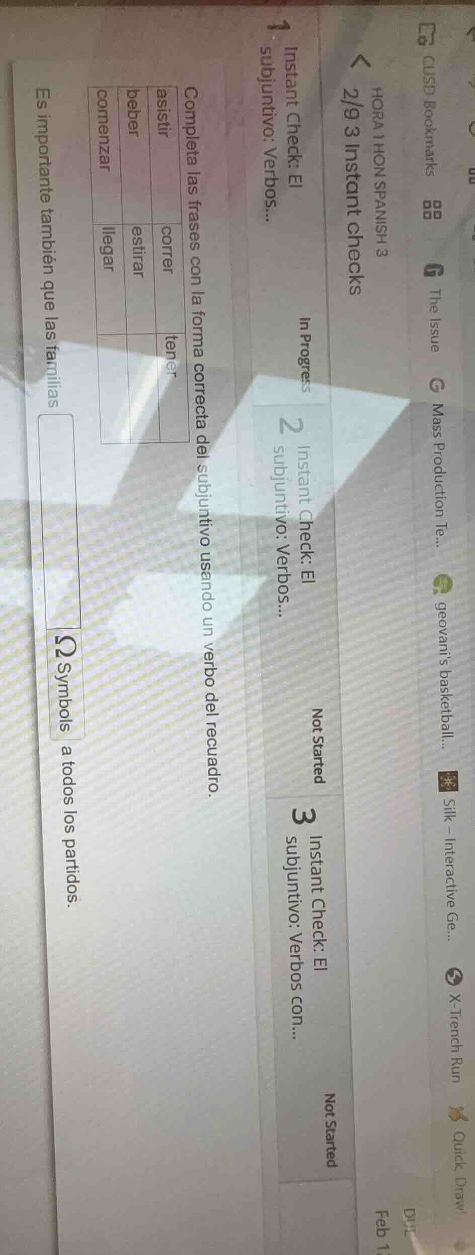 hora 1 hon spanish 3 2/9 3 instant checks 1 instant check: el subjuntiv…