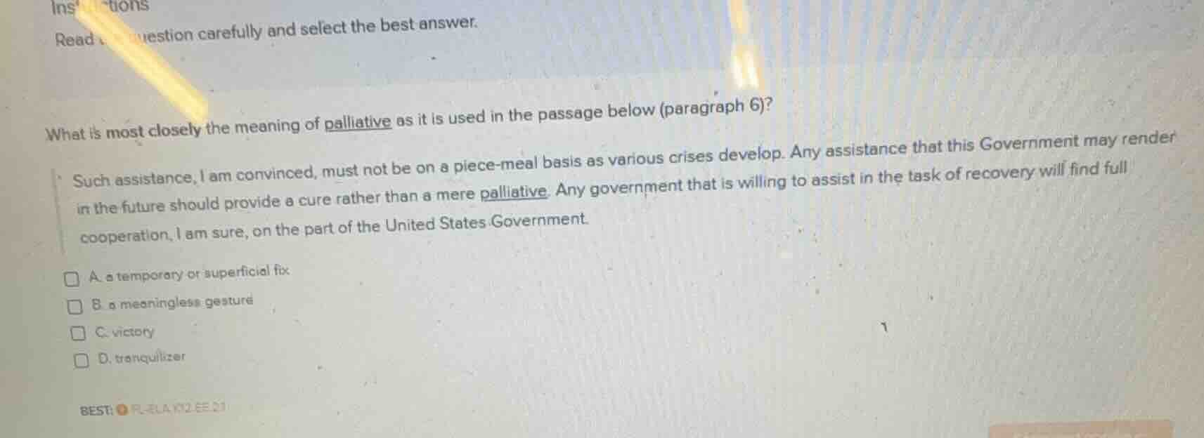 instructions read the question carefully and select the best answer. wh…