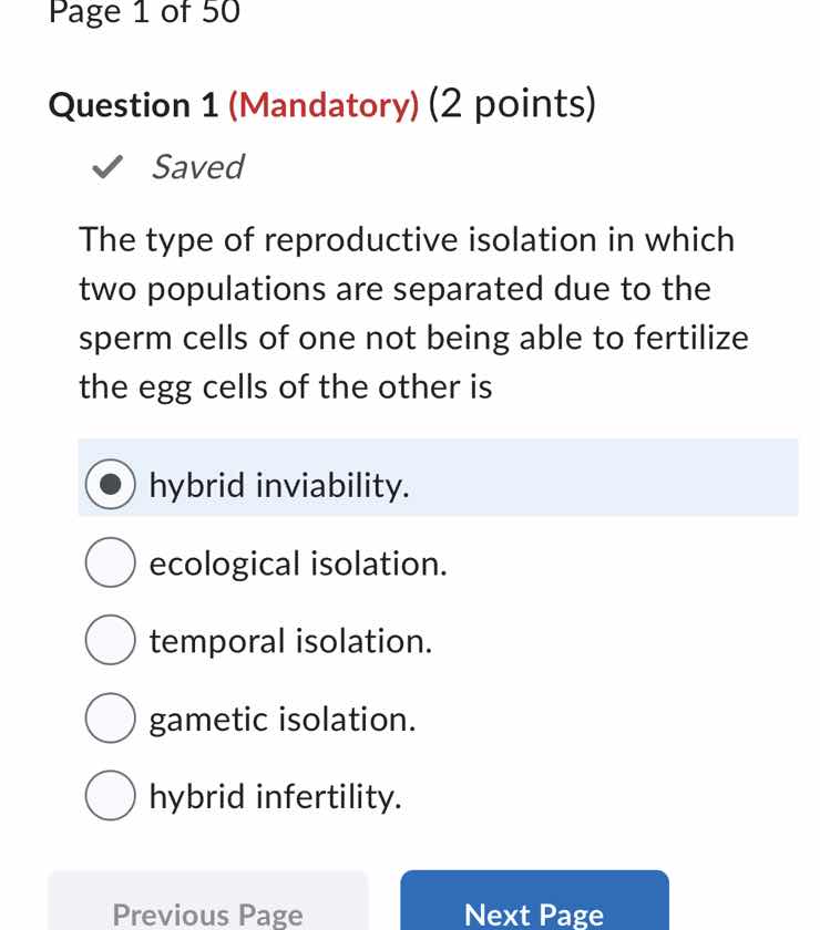 page 1 of 50 question 1 (mandatory) (2 points) ✓ saved the type of repr…