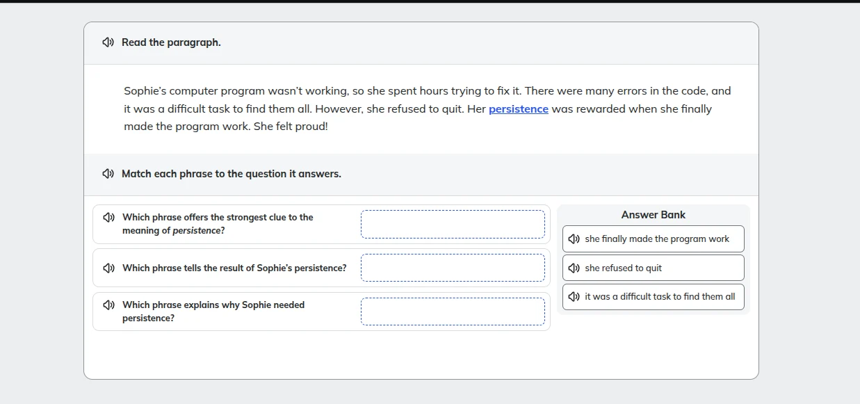 read the paragraph. sophies computer program wasnt working, so she spen…