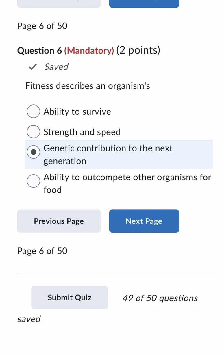 page 6 of 50 question 6 (mandatory) (2 points) ✓ saved fitness describe…