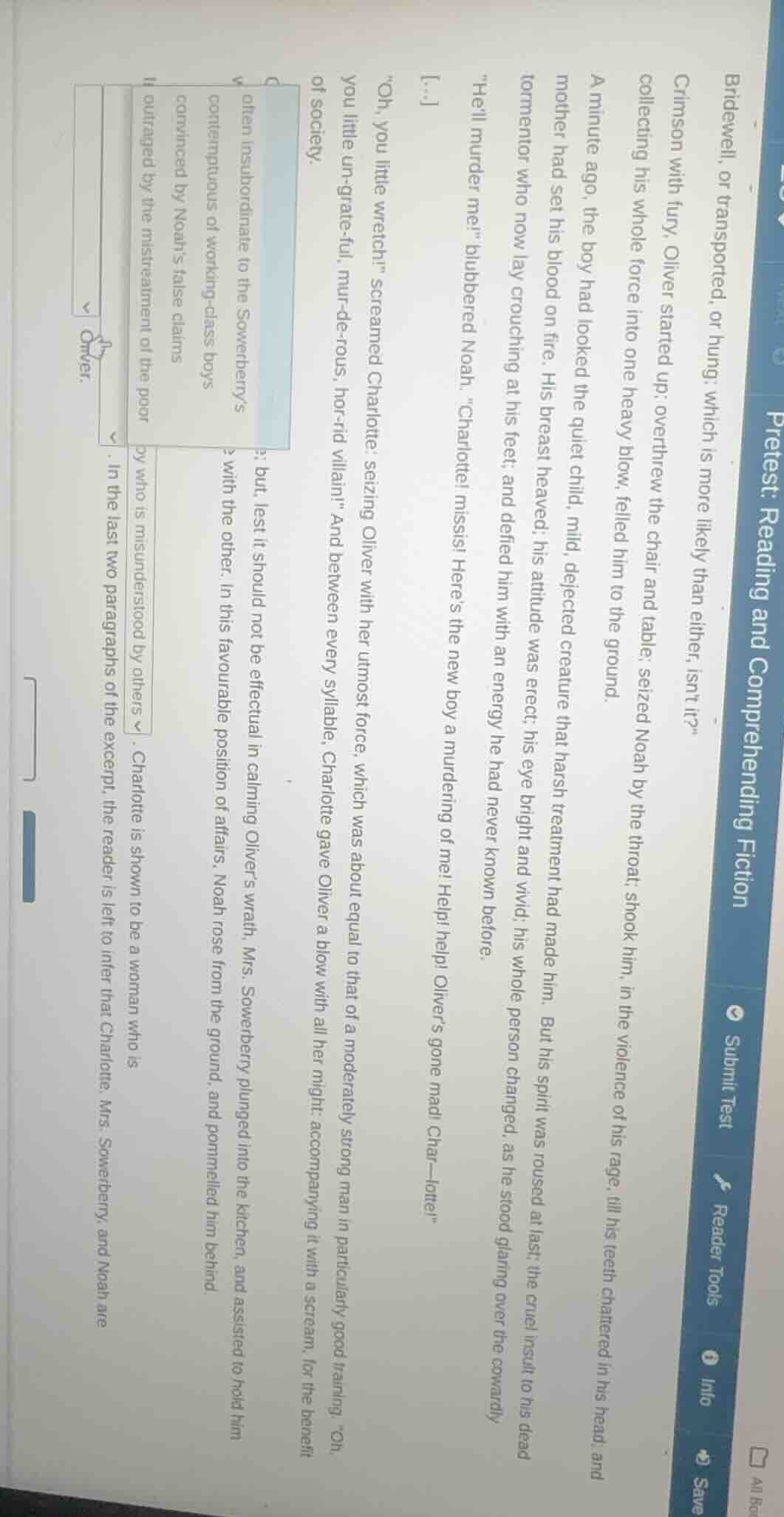 pretest: reading and comprehending fiction bridewell, or transported, o…