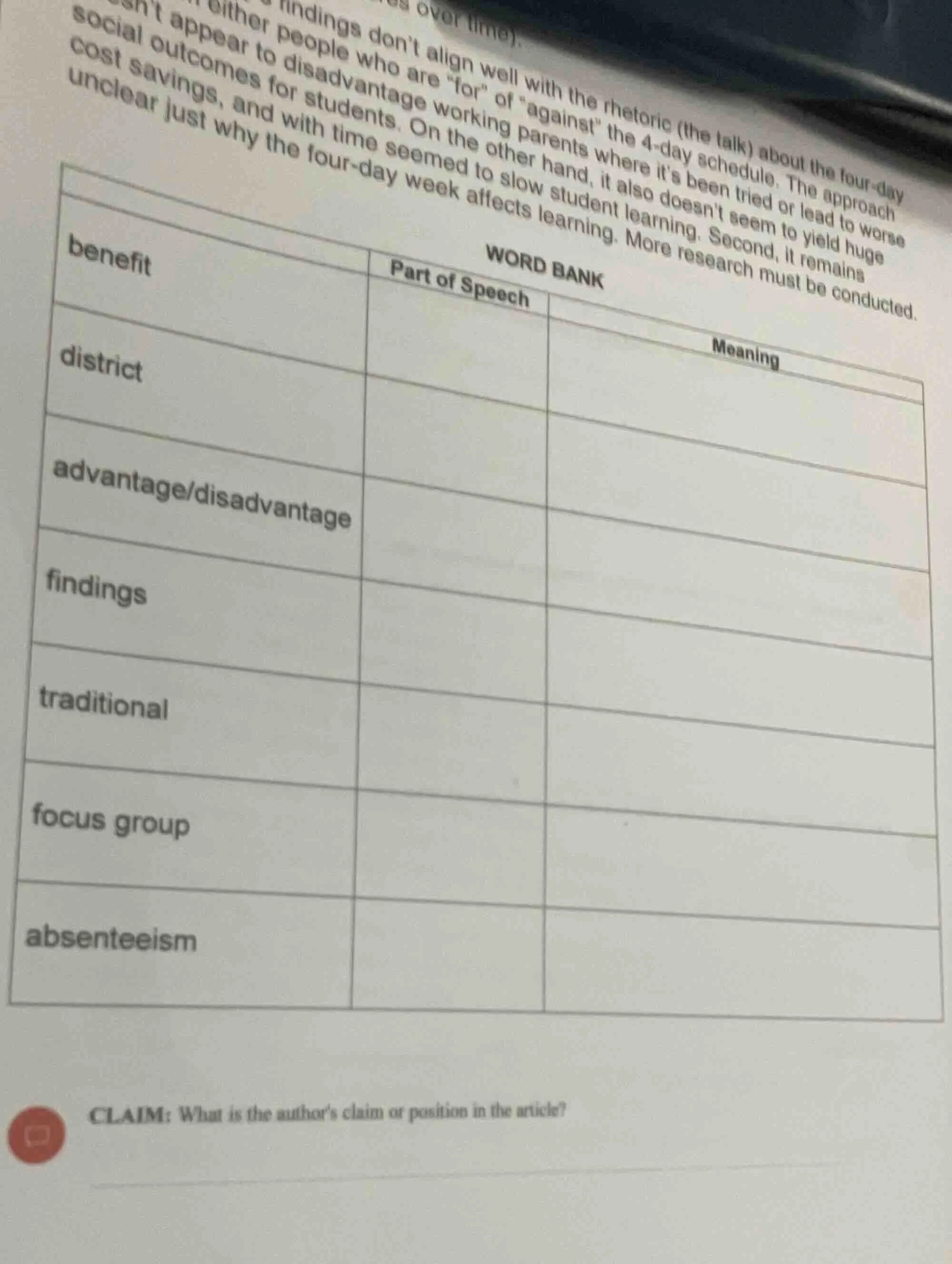 findings dont align well with the rhetoric (the talk) about the four-da…