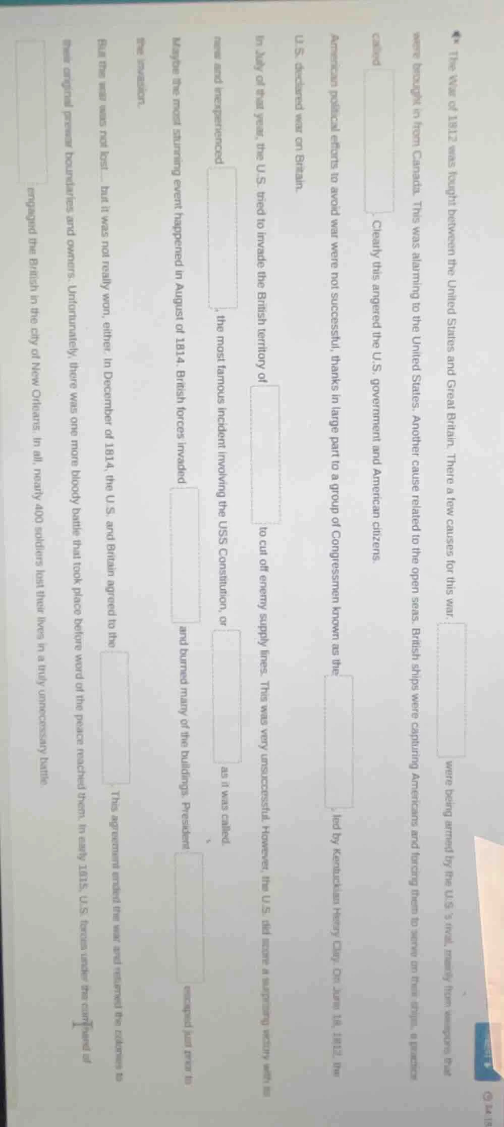 4* the war of 1812 was fought between the united states and great brita…