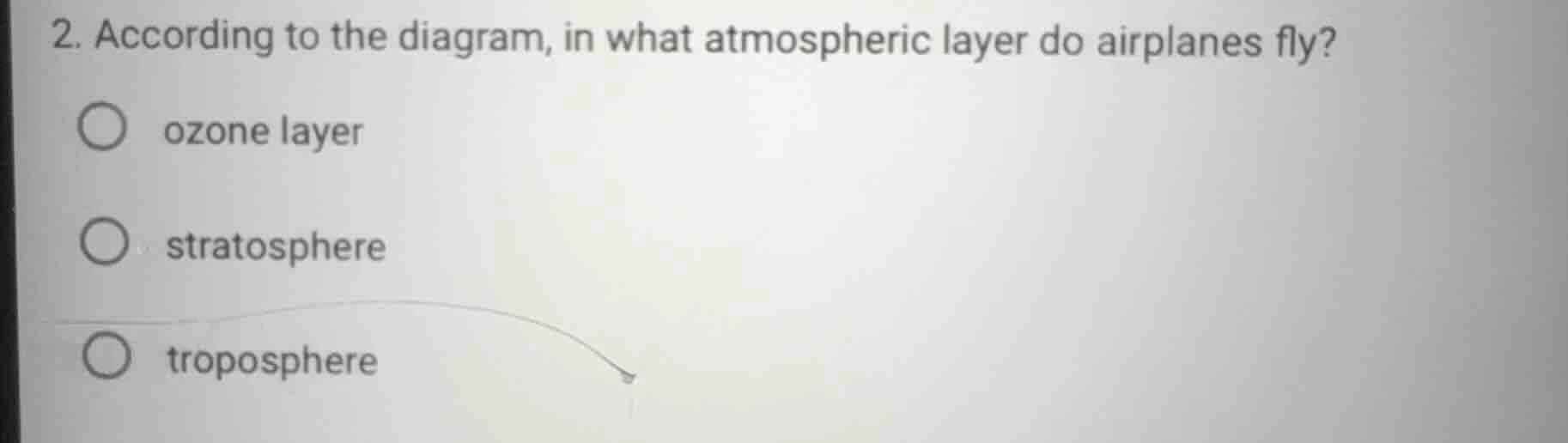2. according to the diagram, in what atmospheric layer do airplanes fly…