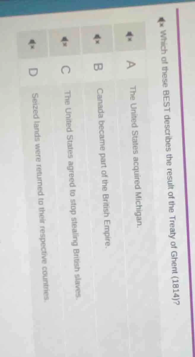 which of these best describes the result of the treaty of ghent (1814)?…