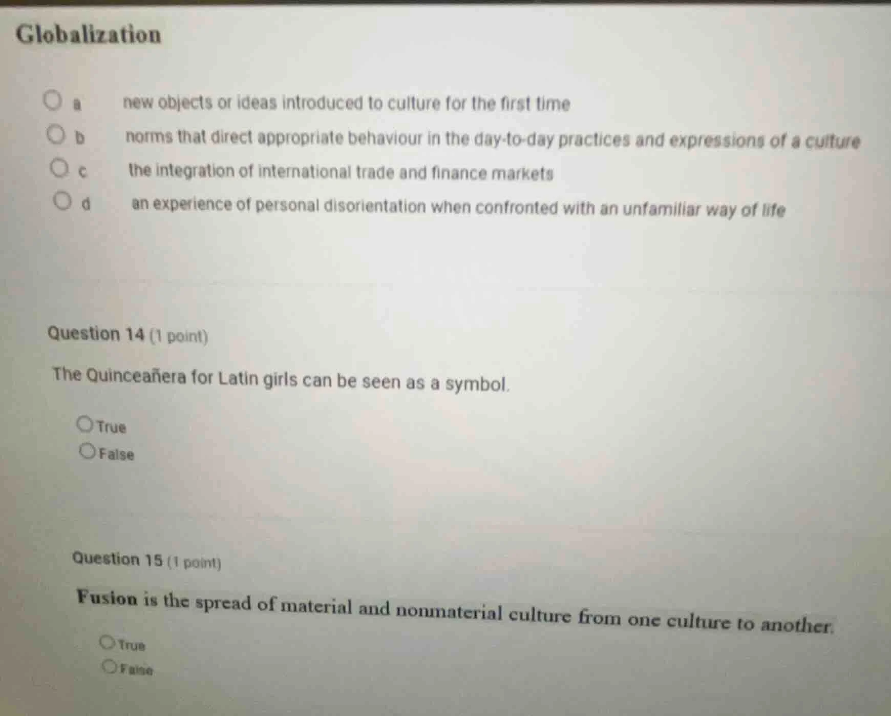 globalization a new objects or ideas introduced to culture for the firs…