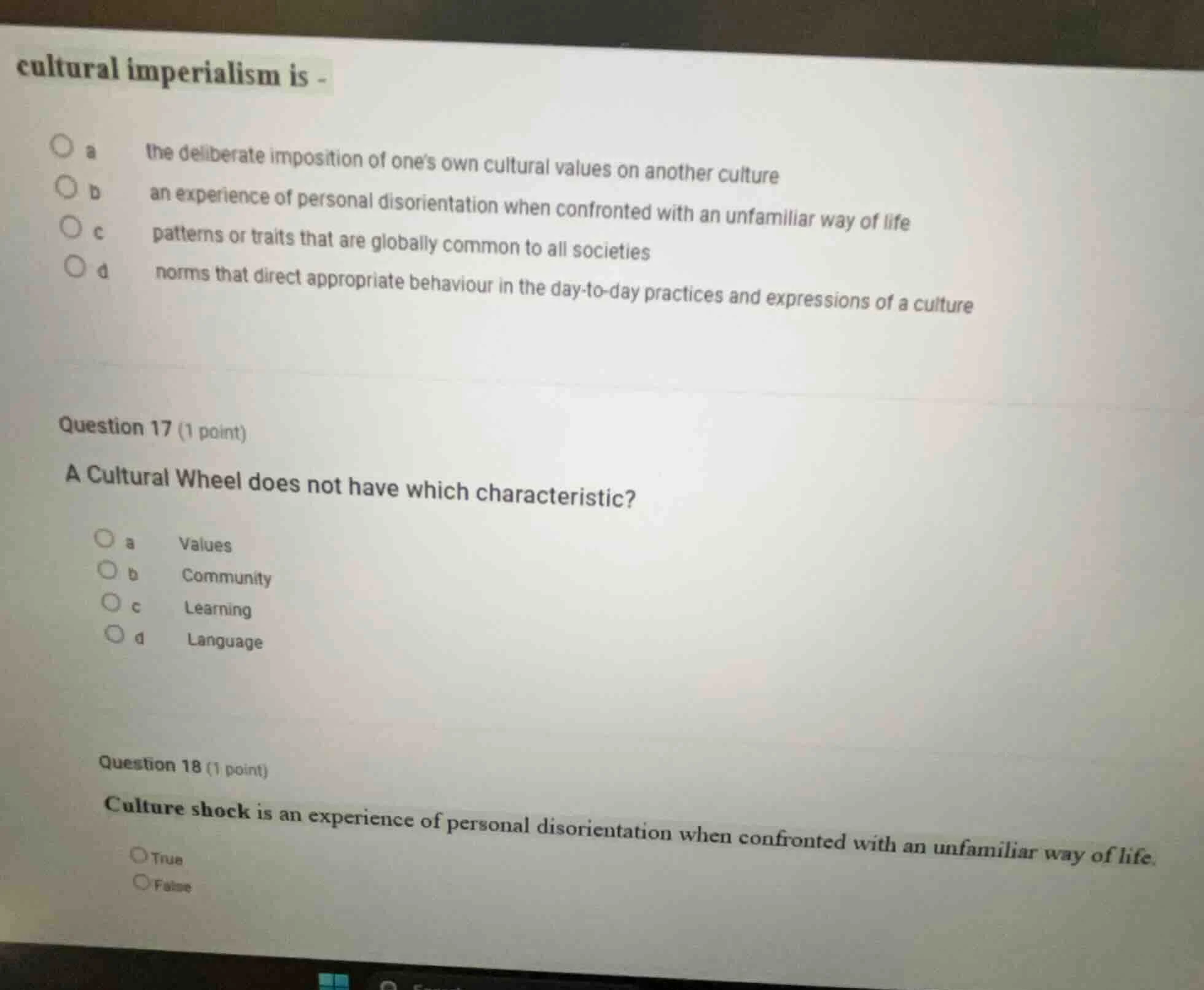 cultural imperialism is - a the deliberate imposition of ones own cultu…