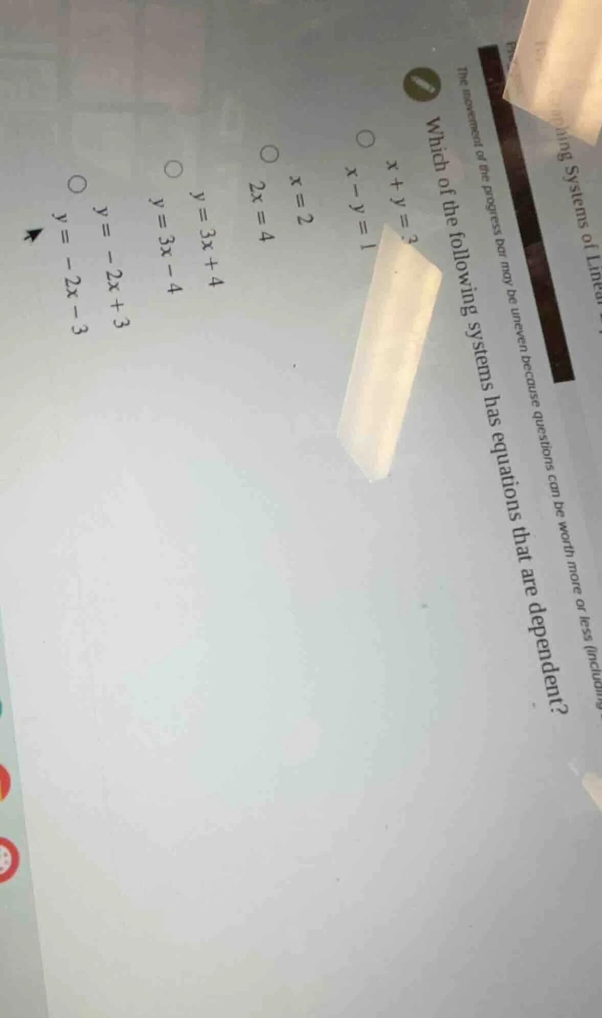 the movement of the progress bar may be uneven because questions can be…